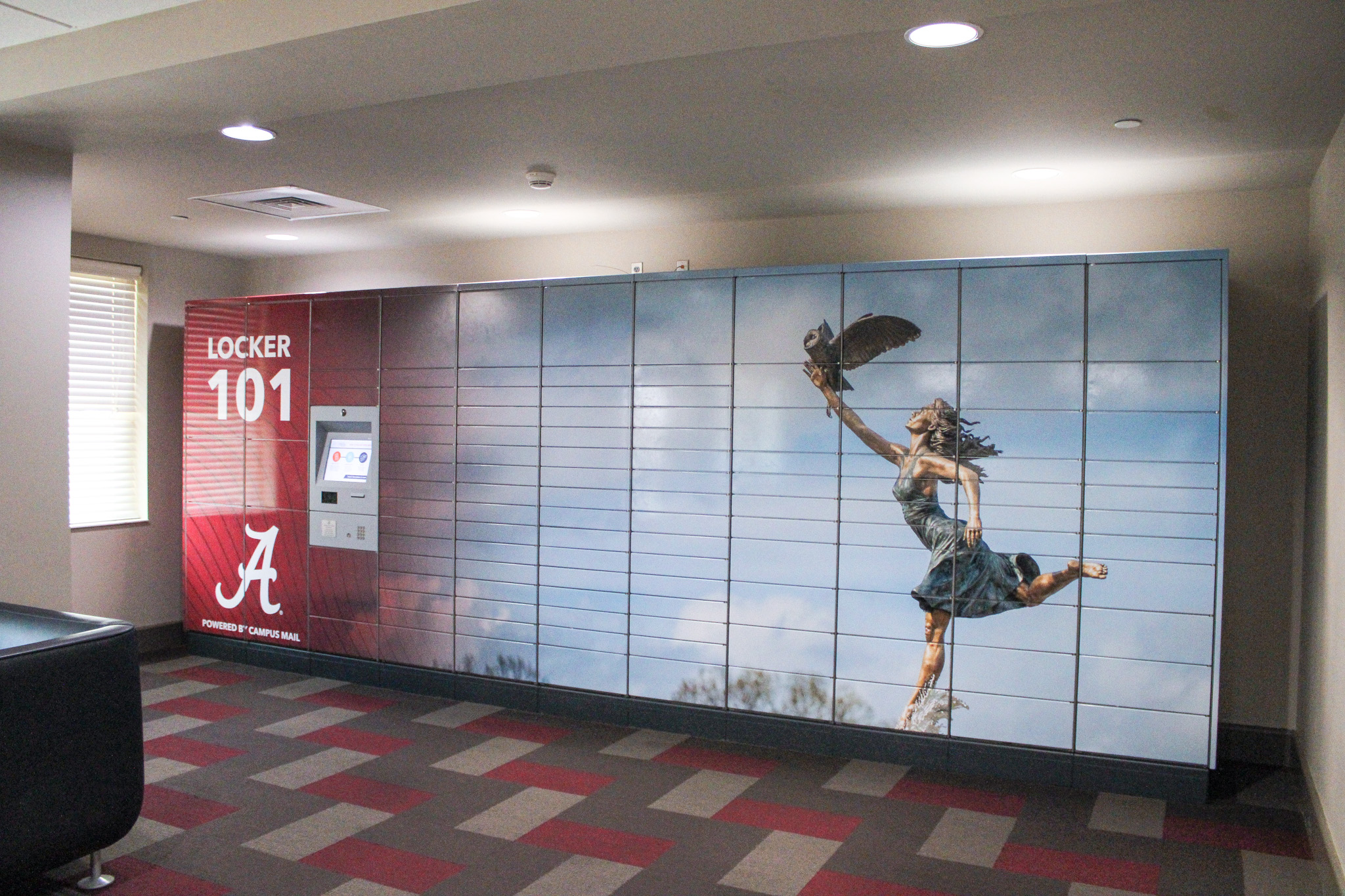 Locker 101 wrap of the Minerva statue at Manderson Landing.
